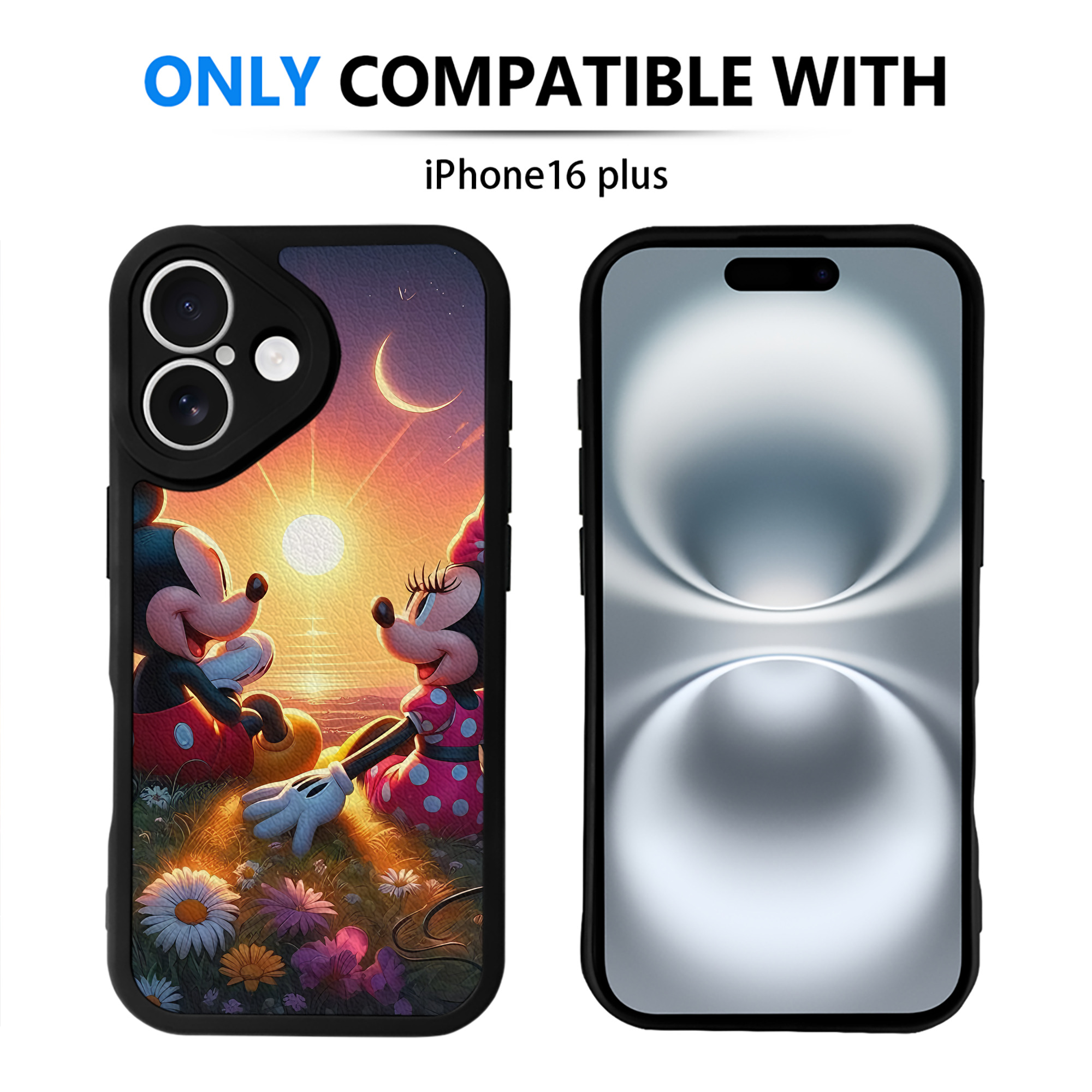 （画像用） ミッキーマウス Mickey Mouse 【iPhone 16シリーズ対応】シリコンスマホケース（レザー調） 材質：シリコン